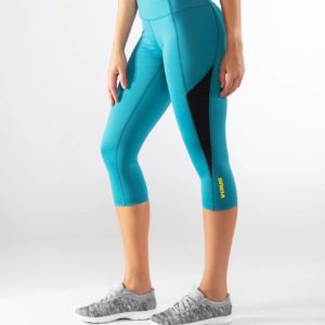 ŠPORTNE HLAČE ŽENSKE 3/4 Z ŽEPOM zalivsko modro črna